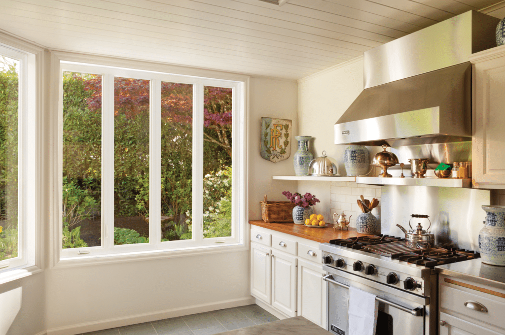 Residential windows in Manchester NH in a kitchen.  This is a 4-lite casement window.